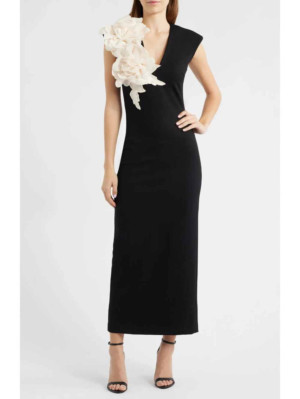New, Elliatt Zahara Floral Sleeveless Gown in Black Sz XL #LD520